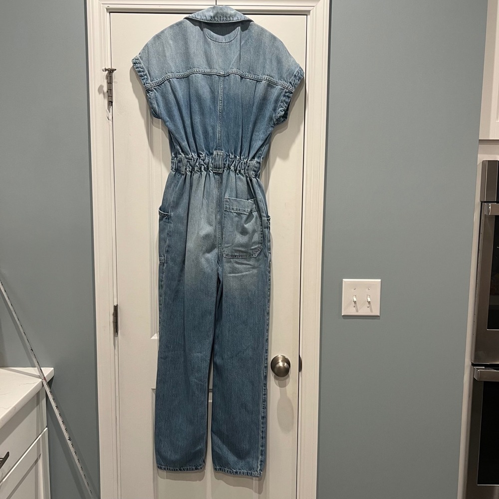 Maurices Denim Jumpsuit Womens XS Blue Short Sleeve Zip Front 2565496 - Picture 2 of 8